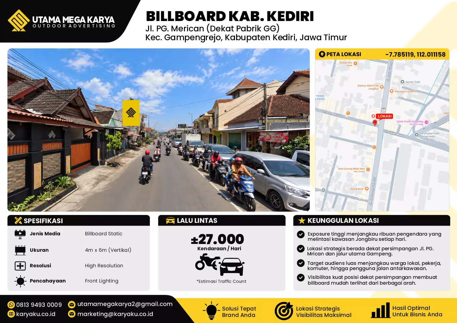 Sewa Titik Baliho dan Billboard di Jl. PG. Merican (Dekat Pabrik GG) Kec. Gampengrejo, Kabupaten Kediri, Jawa Timur