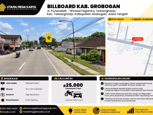 Sewa Titik Billboard di Jl. Purwodadi - Wirosari Ngantru, Tawangharjo, Kec. Tawangharjo, Kabupaten Grobogan, Jawa Tengah