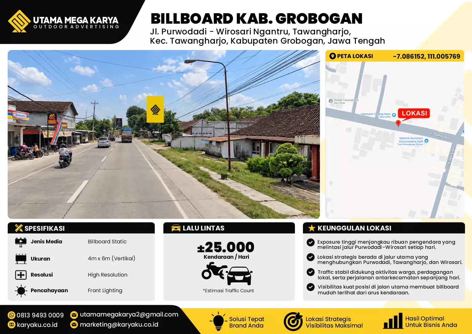 Sewa Titik Billboard di Jl. Purwodadi - Wirosari Ngantru, Tawangharjo, Kec. Tawangharjo, Kabupaten Grobogan, Jawa Tengah