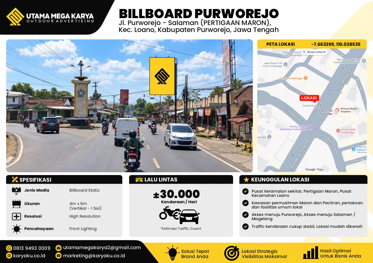 Sewa Titik Baliho dan Billboard di Jl. Purworejo - Salaman (PERTIGAAN MARON) Kec. Loano, Kabupaten Purworejo, Jawa Tengah