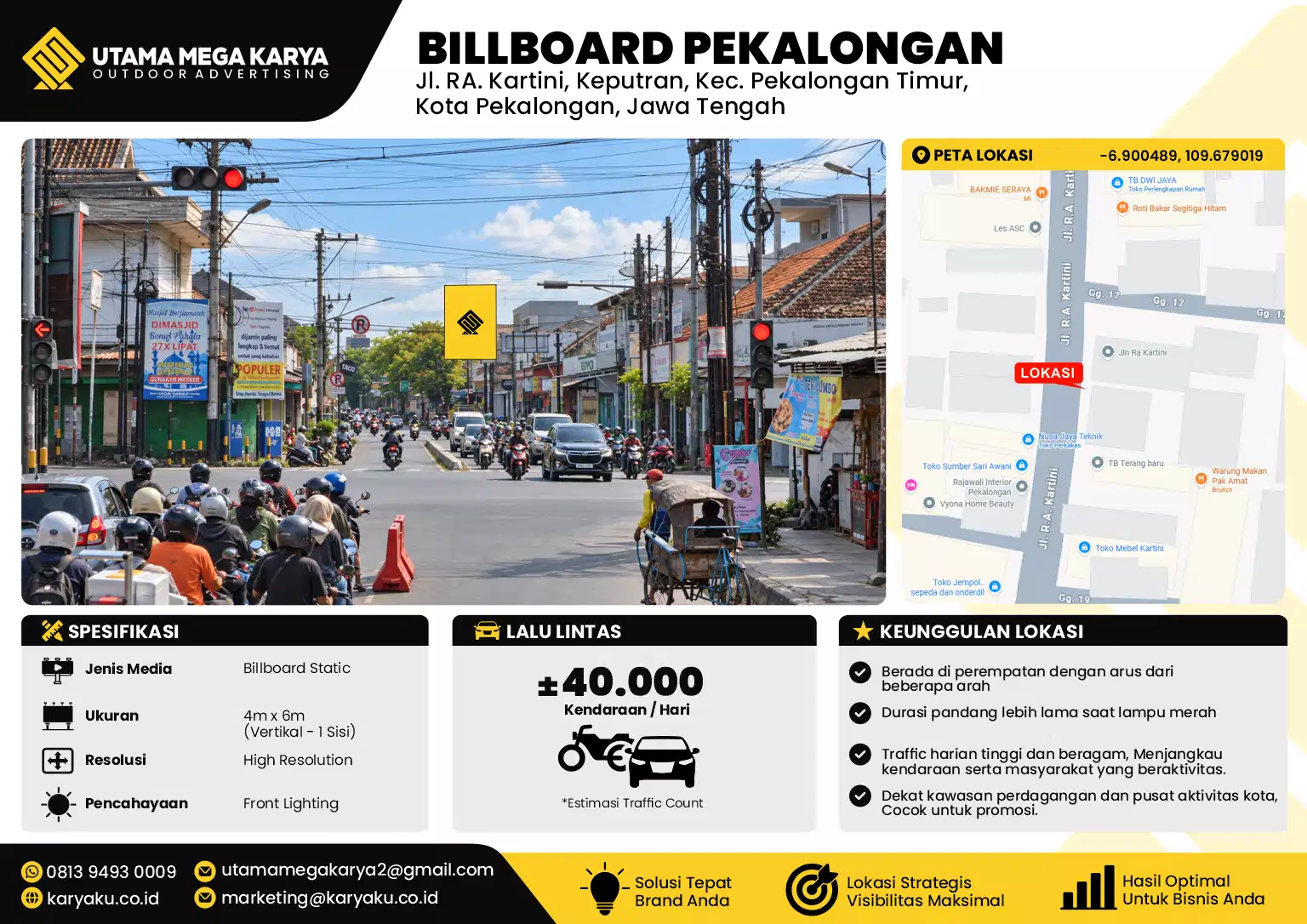 Sewa Titik Billboard di Jl. RA. Kartini, Keputran, Kec. Pekalongan Timur, Kota Pekalongan, Jawa Tengah