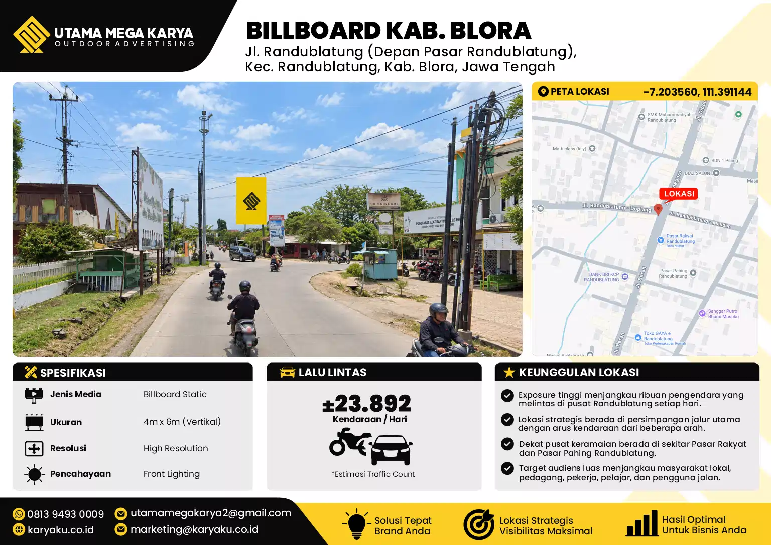 Sewa Titik Billboard di Jl. Randublatung (Depan Pasar Randublatung), Kec. Randublatung, Kab. Blora, Jawa Tengah
