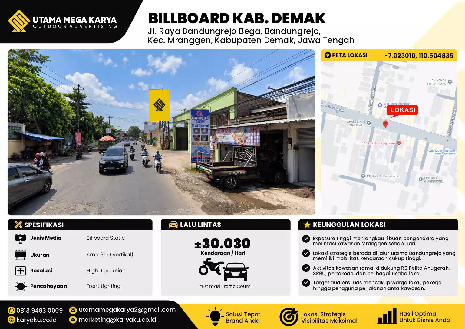 Sewa Titik Billboard di Jl. Raya Bandungrejo Bega, Bandungrejo, Kec. Mranggen, Kabupaten Demak, Jawa Tengah