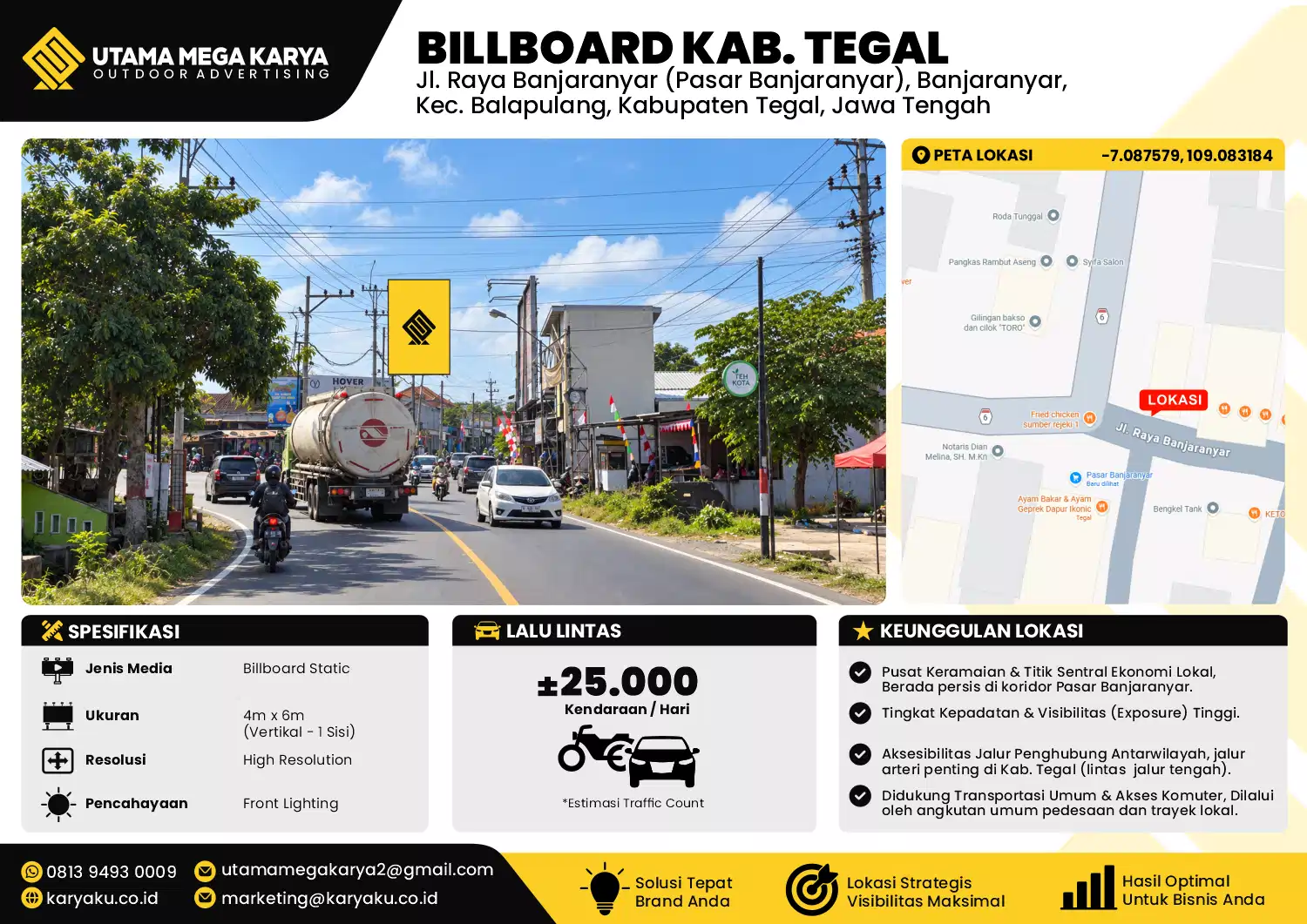 Sewa Titik Billboard di Jl. Raya Banjaranyar (Pasar Banjaranyar), Banjaranyar, Kec. Balapulang, Kabupaten Tegal, Jawa Tengah, Kab. Tegal