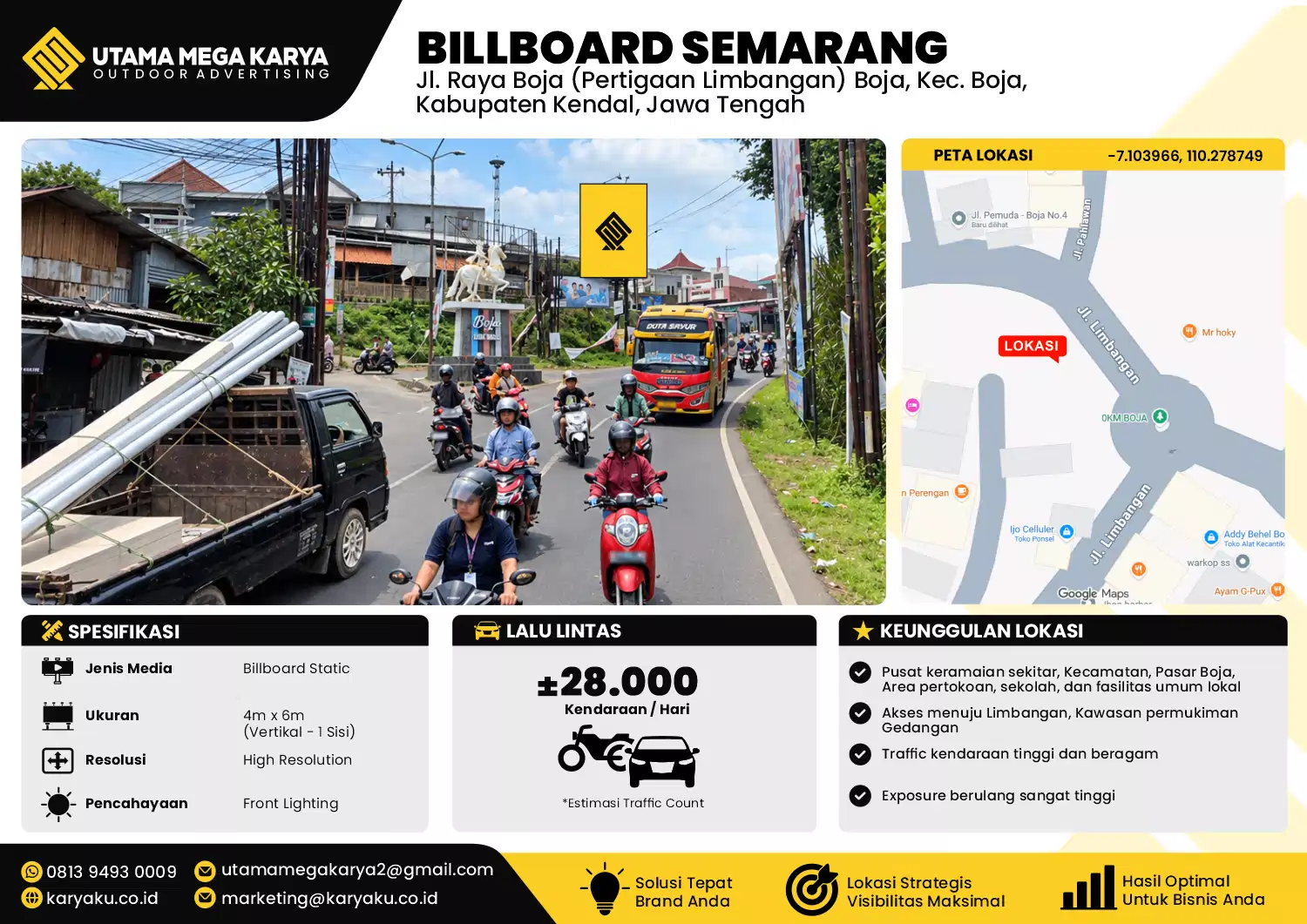 Sewa Titik Baliho dan Billboard di Jl. Raya Boja (Pertigaan Limbangan) Boja, Kec. Boja, Kabupaten Kendal, Jawa Tengah
