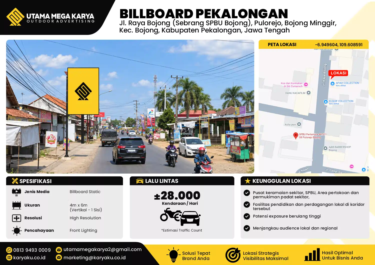 Sewa Titik Baliho dan Billboard di Jl. Raya Bojong (Sebrang SPBU Bojong), Pulorejo, Bojong Minggir, Kec. Bojong, Kabupaten Pekalongan, Jawa Tengah