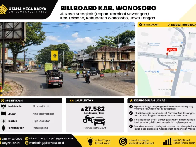 Sewa Titik Billboard di Jl. Raya Brengkok (Depan Terminal Sawangan)Kec. Leksono, Kabupaten Wonosobo, Jawa Tengah
