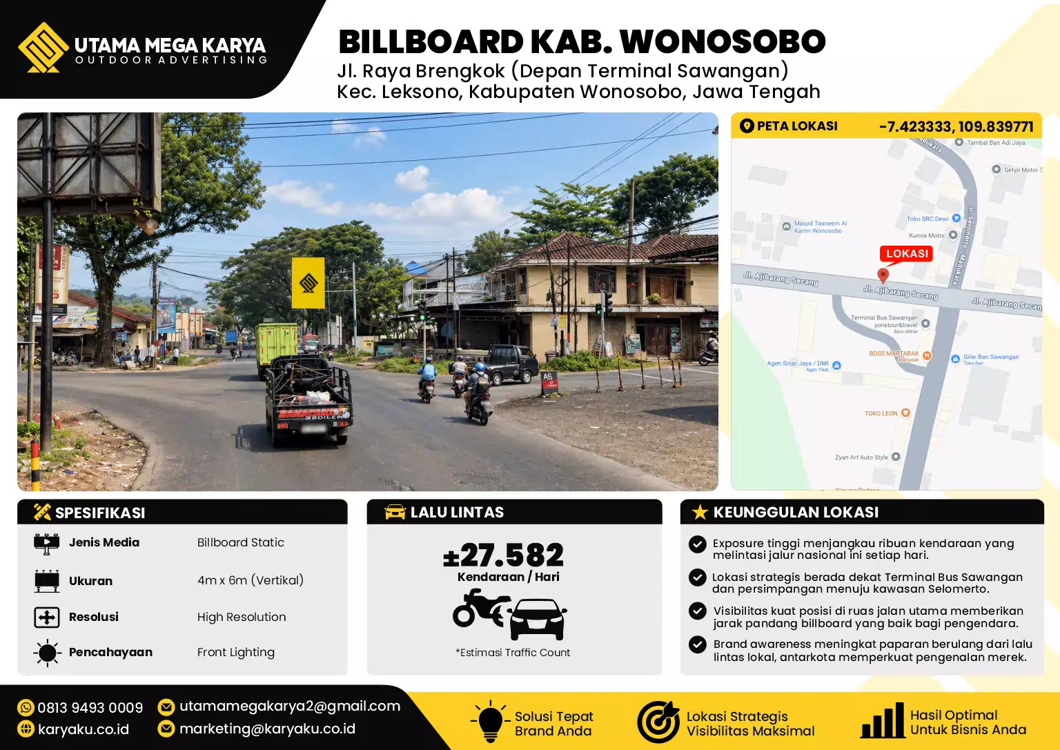 Sewa Titik Billboard di Jl. Raya Brengkok (Depan Terminal Sawangan)Kec. Leksono, Kabupaten Wonosobo, Jawa Tengah