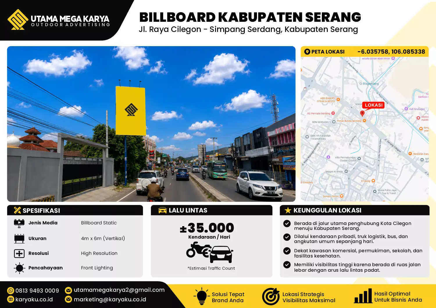 Sewa Titik Baliho dan Billboard di Jl. Raya Cilegon - Simpang Serdang, Kabupaten Serang, Banten