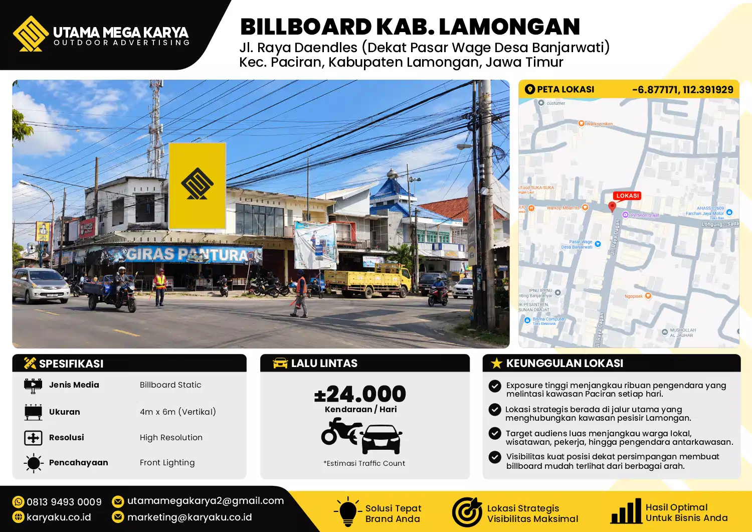 Sewa Titik Baliho dan Billboard di Jl. Raya Daendles (Dekat Pasar Wage Desa Banjarwati) Kec. Paciran, Kabupaten Lamongan, Jawa Timur