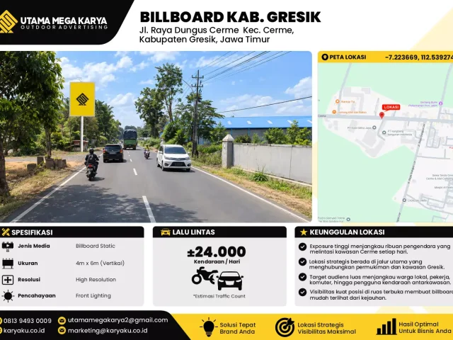 Sewa Titik Baliho dan Billboard di Jl. Raya Dungus Cerme Kec. Cerme, Kabupaten Gresik, Jawa Timur