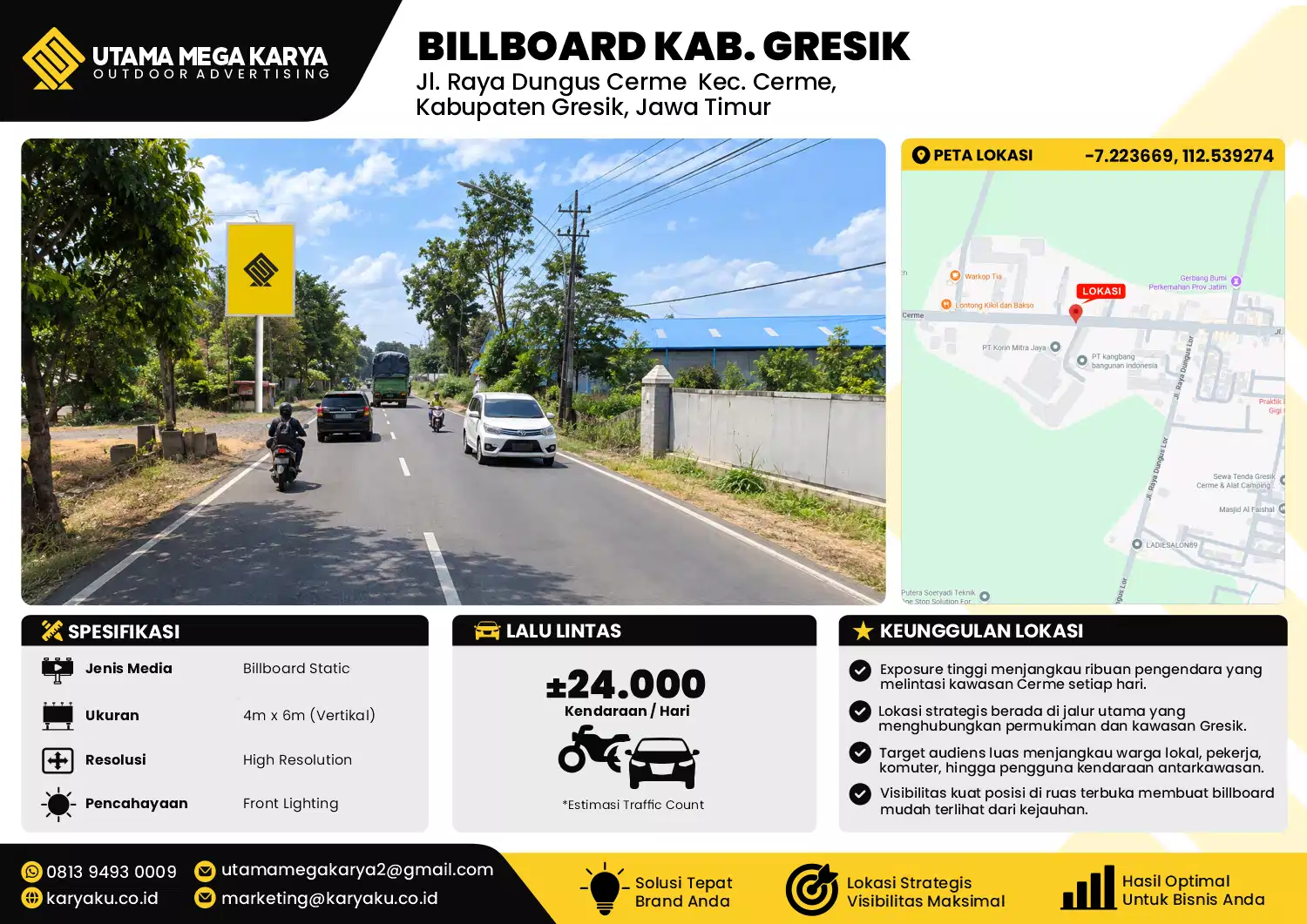 Sewa Titik Baliho dan Billboard di Jl. Raya Dungus Cerme Kec. Cerme, Kabupaten Gresik, Jawa Timur