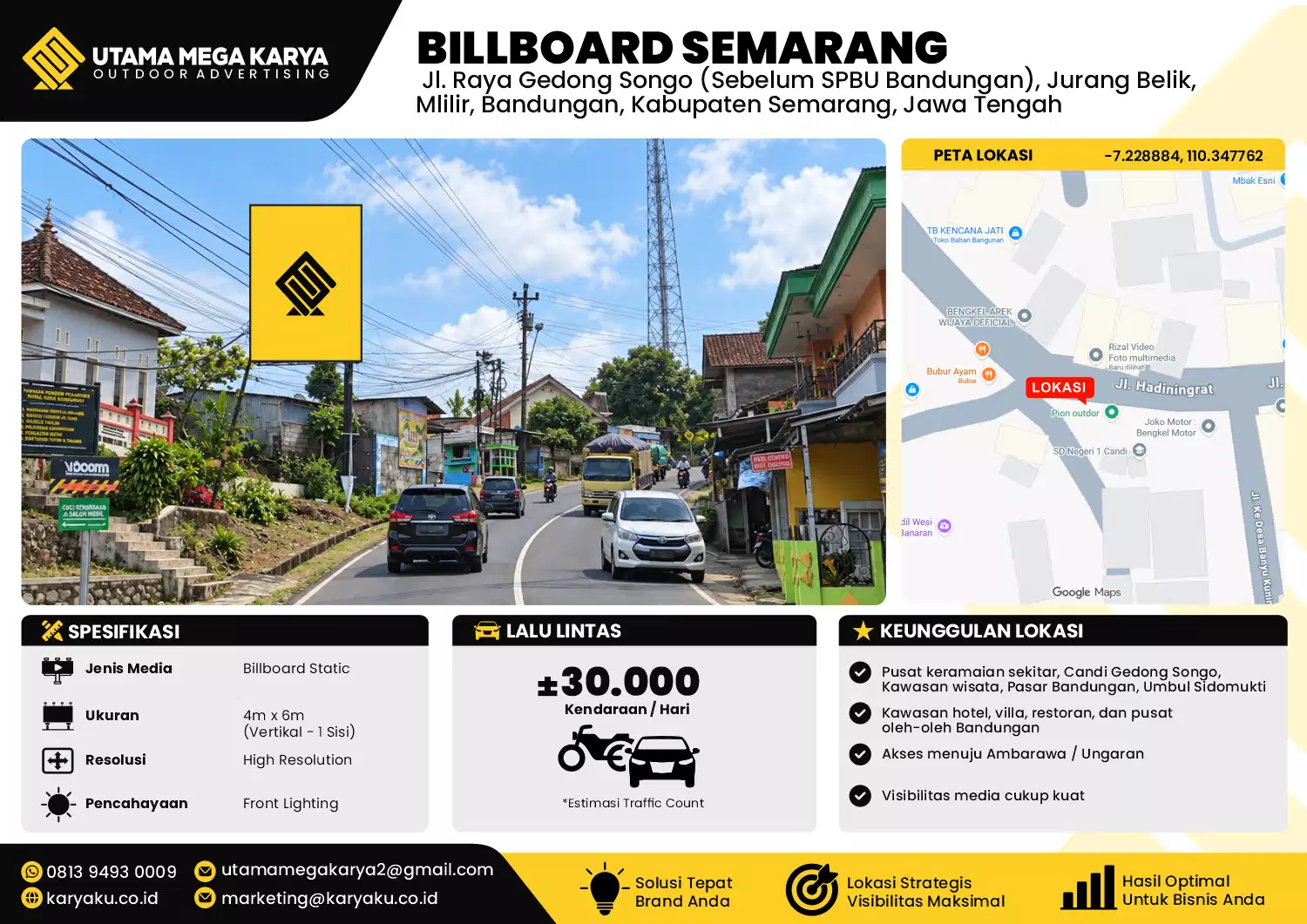 Sewa Titik Baliho dan Billboard di Jl. Raya Gedong Songo (Sebelum SPBU Bandungan), Jurang Belik, Mlilir, Bandungan, Kabupaten Semarang, Jawa Tengah