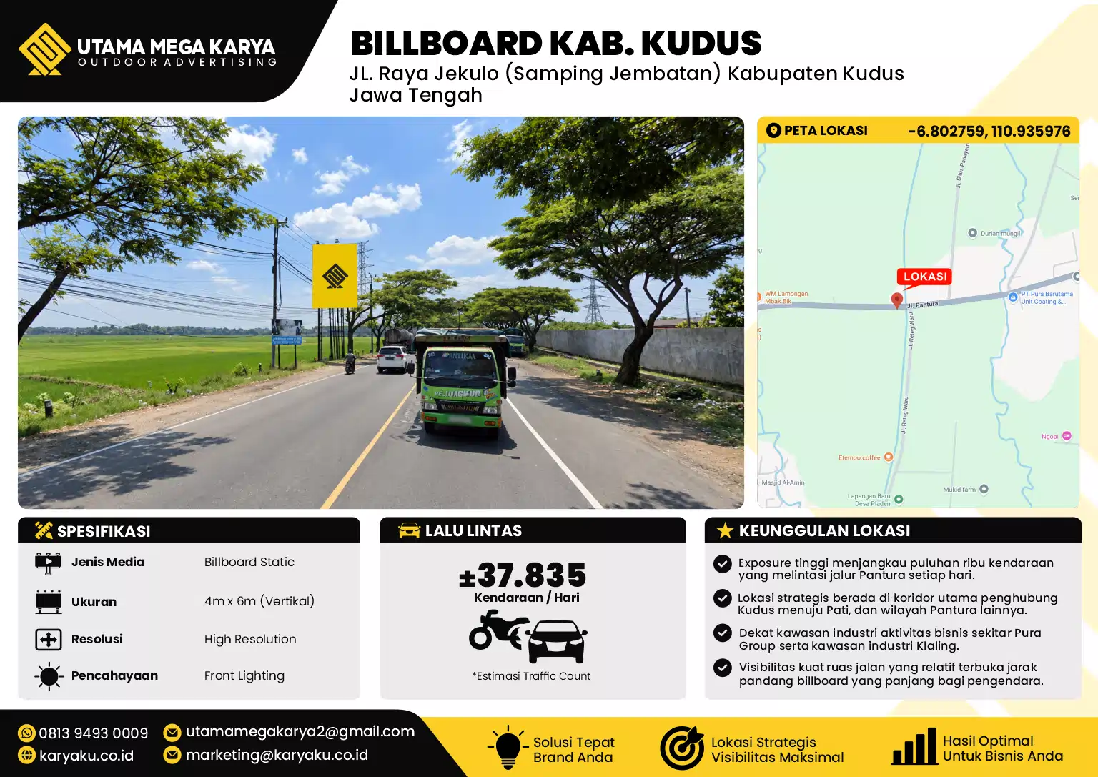 Sewa Titik Billboard di JL. Raya Jekulo (Samping Jembatan) Kabupaten KudusJawa Tengah