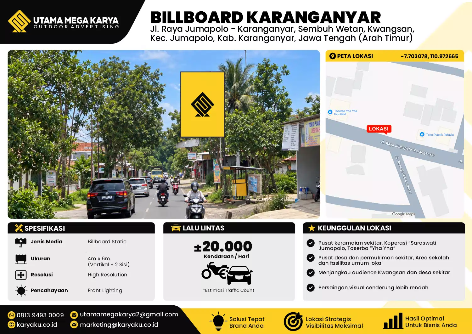 Sewa Titik Baliho dan Billboard di Jl. Raya Jumapolo - Karanganyar, Kec. Jumapolo, Kab. Karanganyar, Jawa Tengah (Arah Timur)