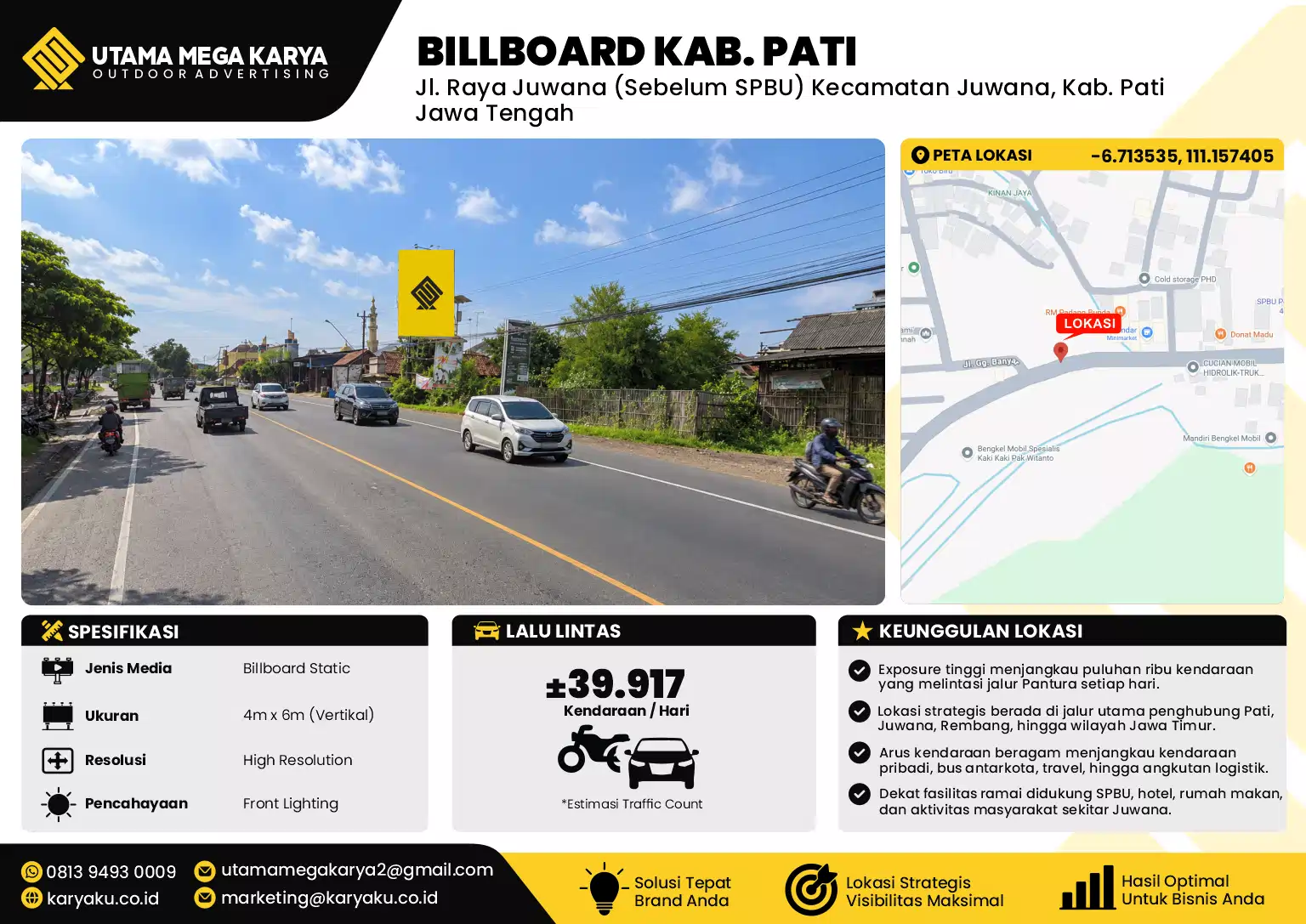 Sewa Titik Billboard di Jl. Raya Juwana (Sebelum SPBU) Kecamatan Juwana, Kab. PatiJawa Tengah