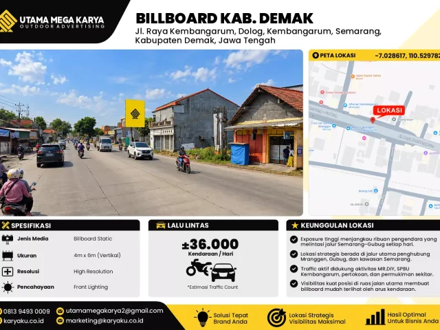 Sewa Titik Billboard di Jl. Raya Kembangarum, Dolog, Kembangarum, Semarang, Kabupaten Demak, Jawa Tengah