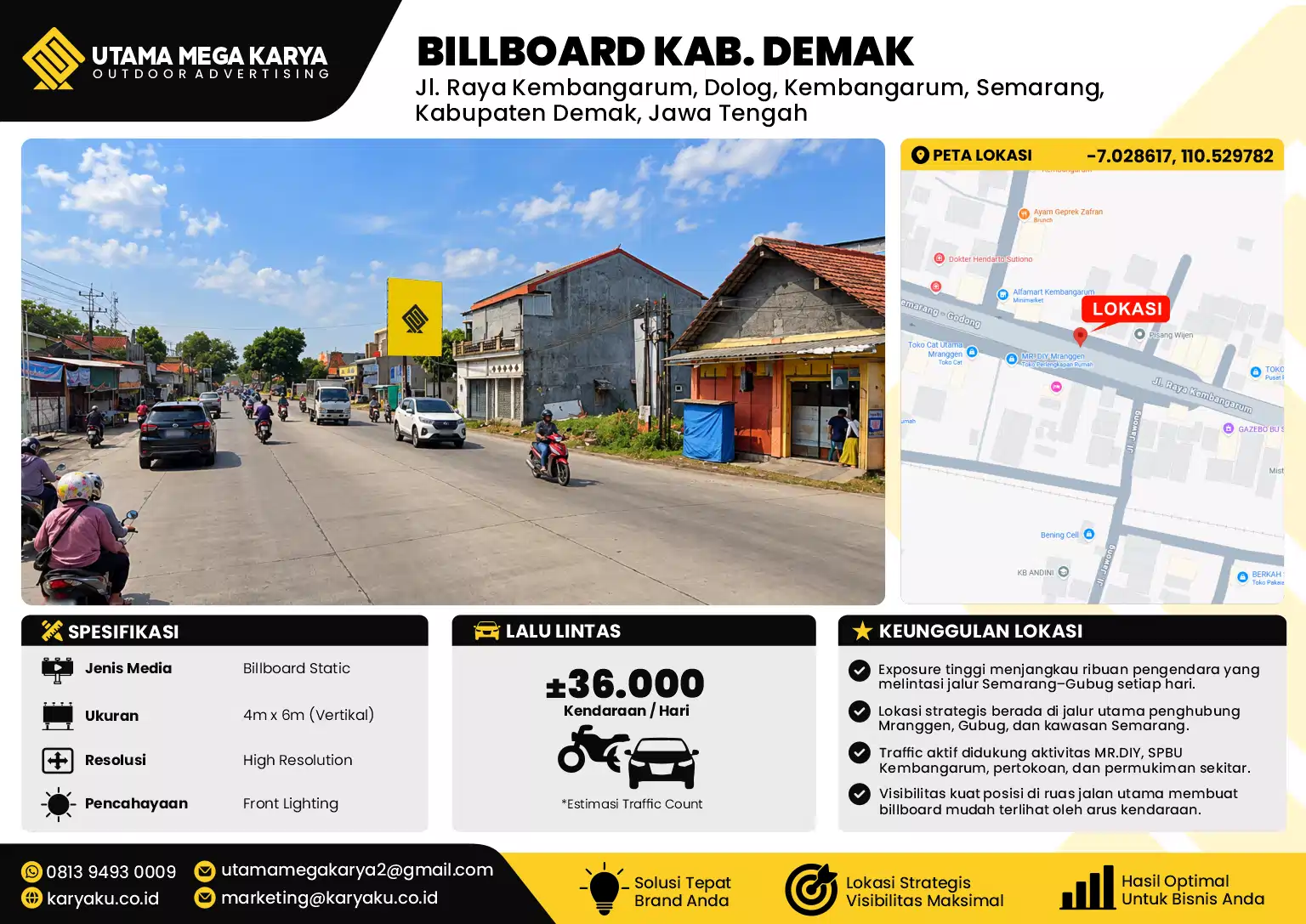 Sewa Titik Billboard di Jl. Raya Kembangarum, Dolog, Kembangarum, Semarang, Kabupaten Demak, Jawa Tengah