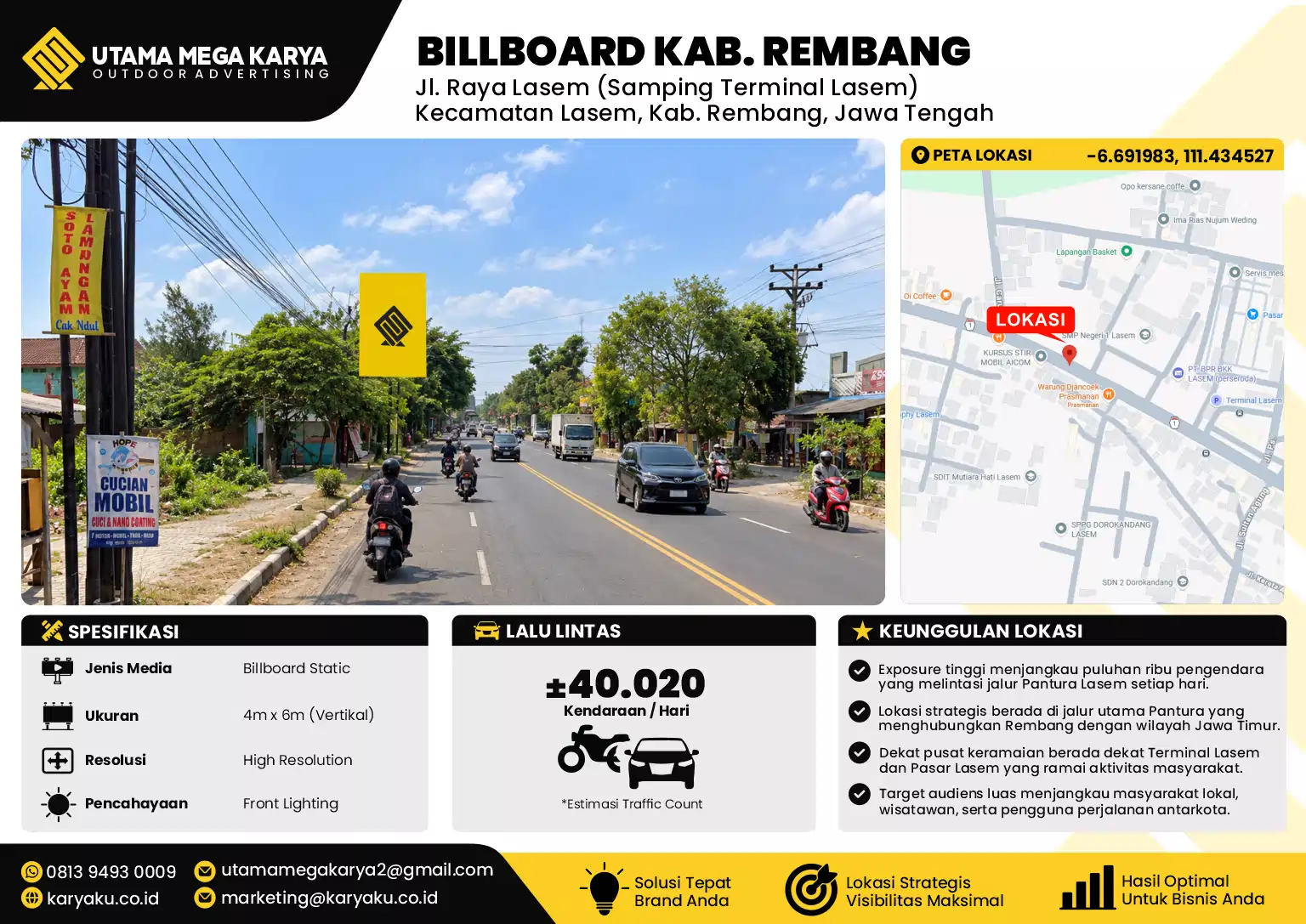 Sewa Titik Billboard di Jl. Raya Lasem (Samping Terminal Lasem) Kecamatan Lasem, Kab. Rembang, Jawa Tengah