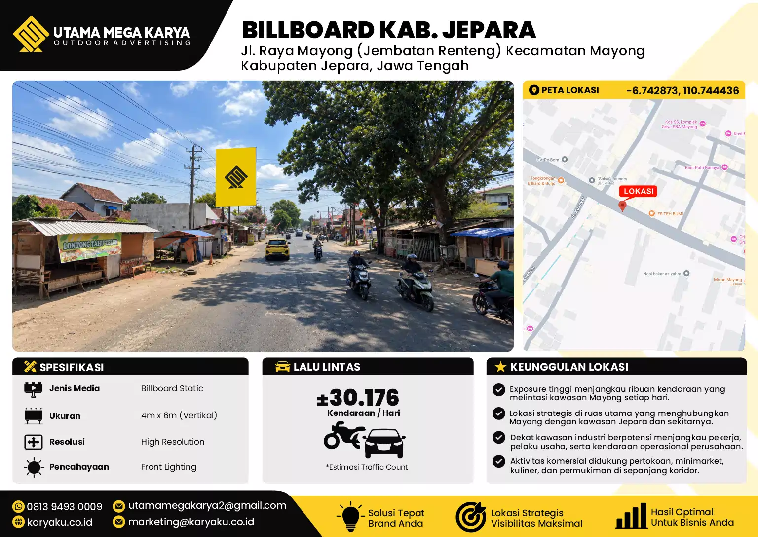 Sewa Titik Billboard di Jl. Raya Mayong (Jembatan Renteng) Kecamatan MayongKabupaten Jepara, Jawa Tengah