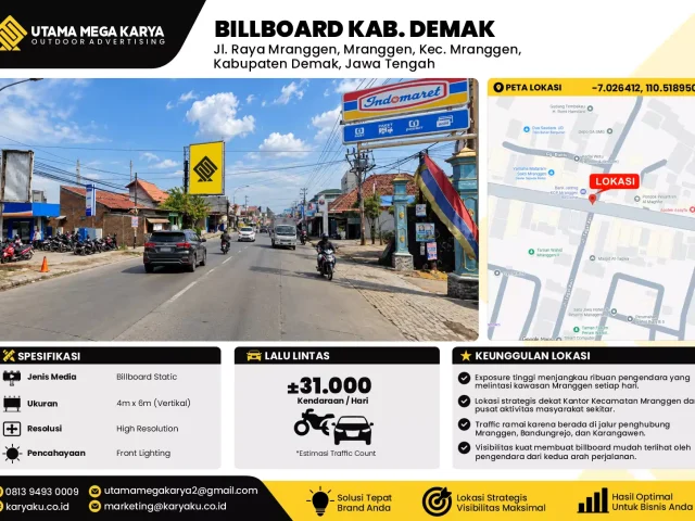 Sewa Titik Billboard di Jl. Raya Mranggen, Mranggen, Kec. Mranggen, Kabupaten Demak, Jawa Tengah