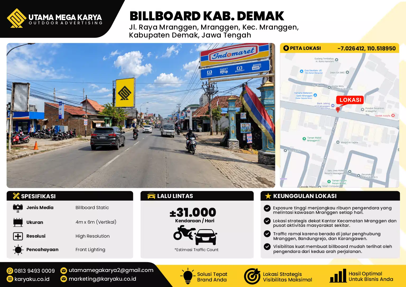 Sewa Titik Billboard di Jl. Raya Mranggen, Mranggen, Kec. Mranggen, Kabupaten Demak, Jawa Tengah