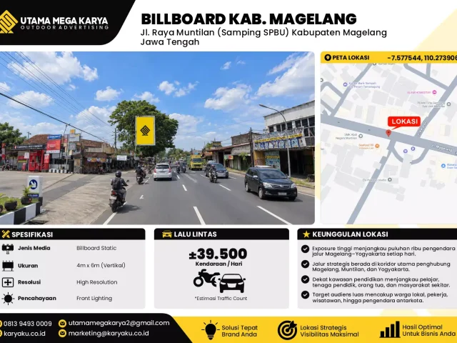 Sewa Titik Billboard di Jalan Raya Muntilan (samping spbu) Kabupaten Magelang Jawa Tengah