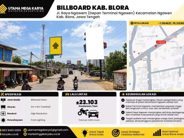 Sewa Titik Billboard di Jl. Raya Ngawem (Depan Terminal Ngawen) Kecamatan NgawenKab. Blora, Jawa Tengah