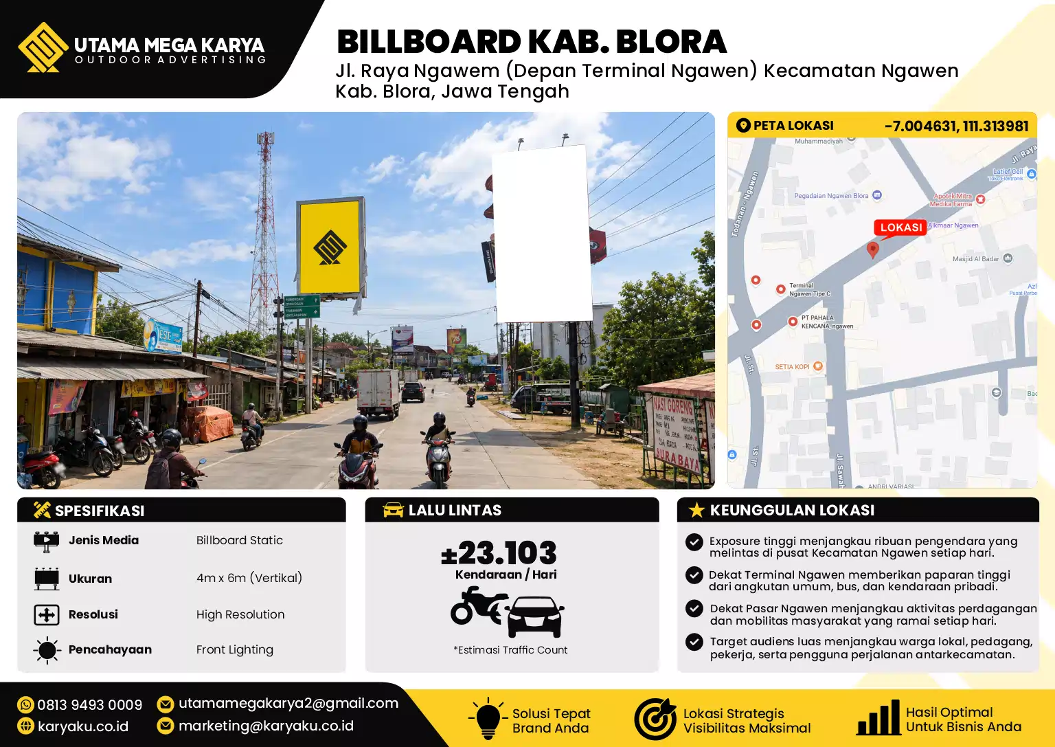 Sewa Titik Billboard di Jl. Raya Ngawem (Depan Terminal Ngawen) Kecamatan NgawenKab. Blora, Jawa Tengah