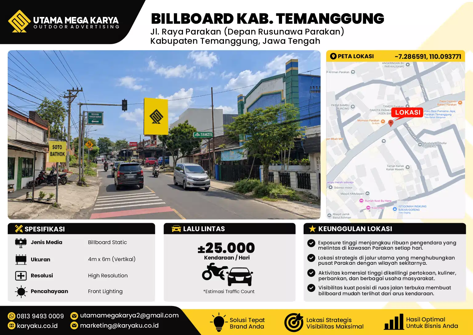 Sewa Titik Billboard di Jalan Raya Parakan (depan rusunawa parakan) Kabupaten Temanggung Jawa Tengah