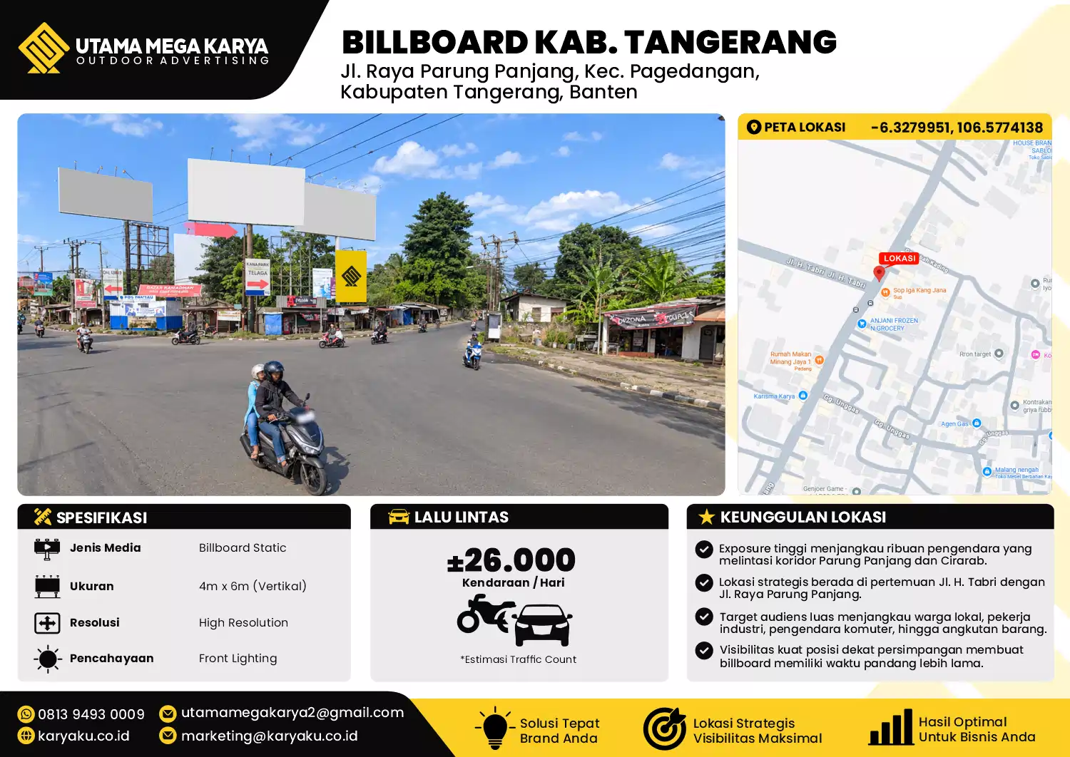 Sewa Titik Baliho dan Billboard di Jl. Raya Parung Panjang, Kec. Pagedangan, Kabupaten Tangerang, Banten