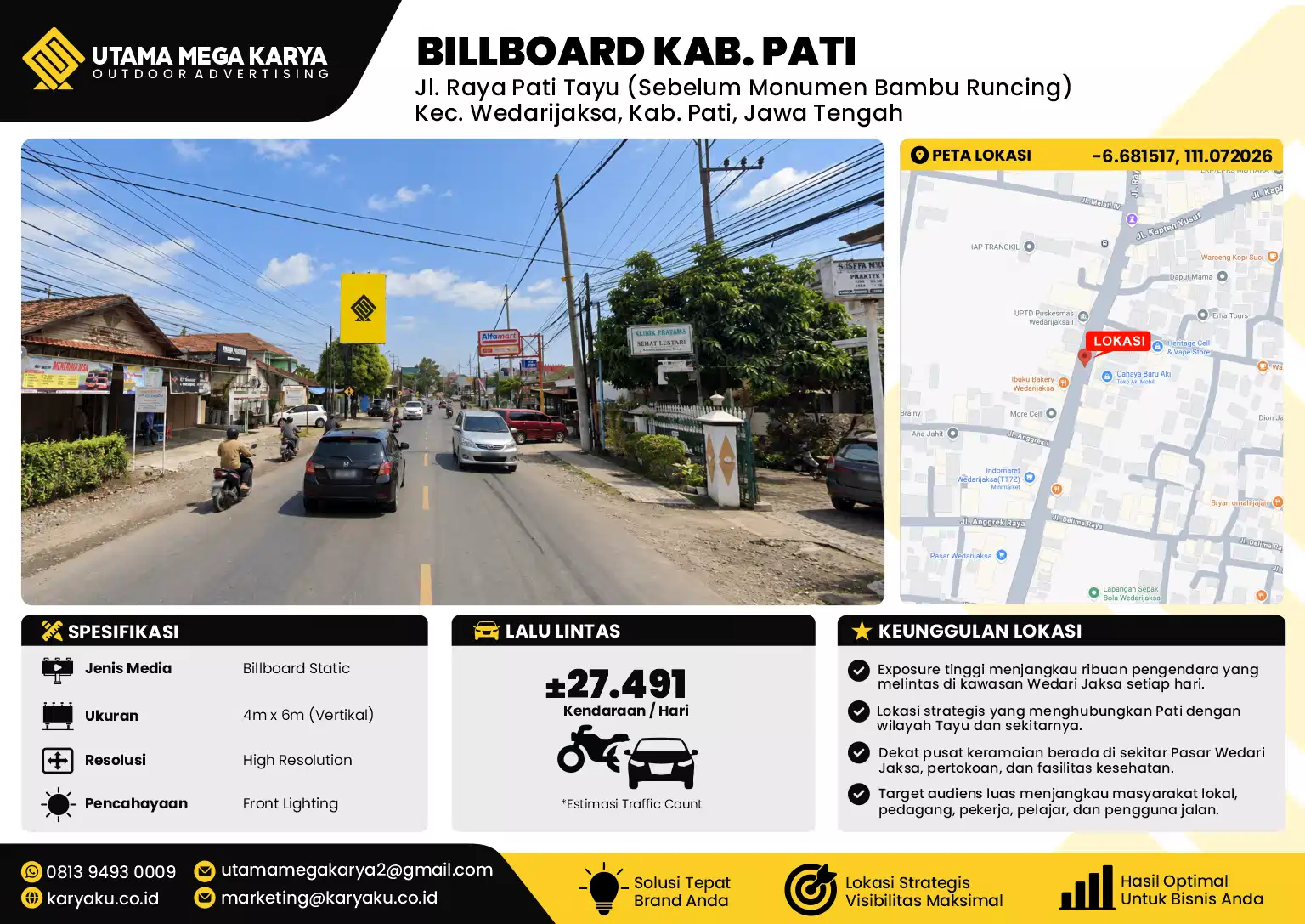 Sewa Titik Billboard di Jl. Raya Pati Tayu (Sebelum Monumen Bambu Runcing)Kec. Wedarijaksa, Kab. Pati, Jawa Tengah