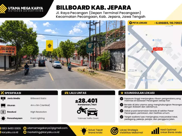 Sewa Titik Billboard di Jl. Raya Pecangan (Depan Terminal Pecangaan) Kecamatan Pecangaan, Kab. Jepara, Jawa Tengah