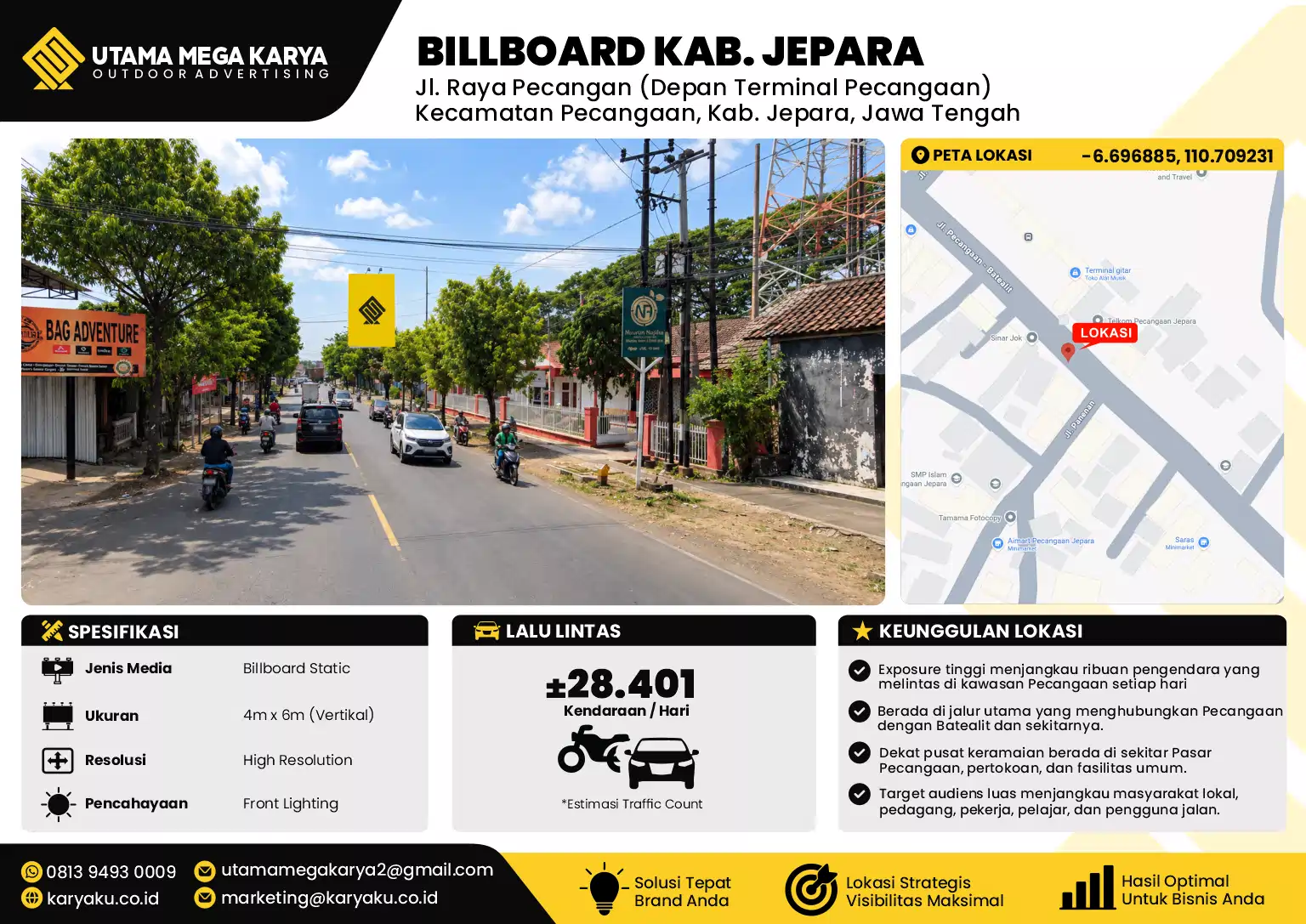 Sewa Titik Billboard di Jl. Raya Pecangan (Depan Terminal Pecangaan) Kecamatan Pecangaan, Kab. Jepara, Jawa Tengah
