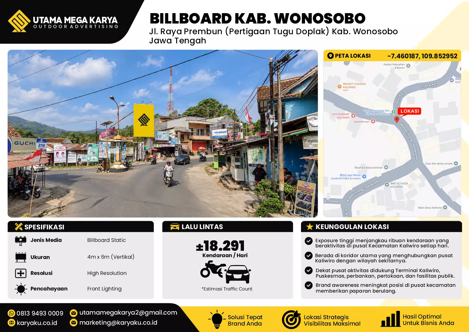Sewa Titik Billboard di Jl. Raya Prembun (Pertigaan Tugu Doplak) Kab. WonosoboJawa Tengah