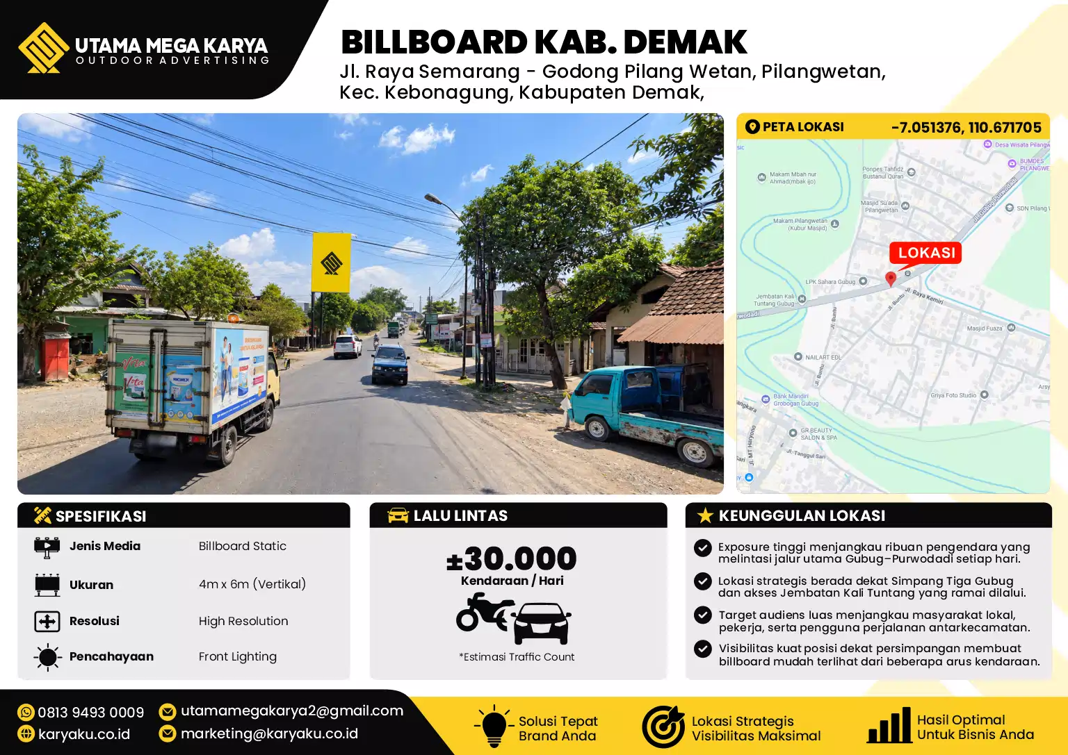 Sewa Titik Billboard di Jl. Raya Semarang - Godong Pilang Wetan, Pilangwetan, Kec. Kebonagung, Kabupaten Demak, Jawa Tengah