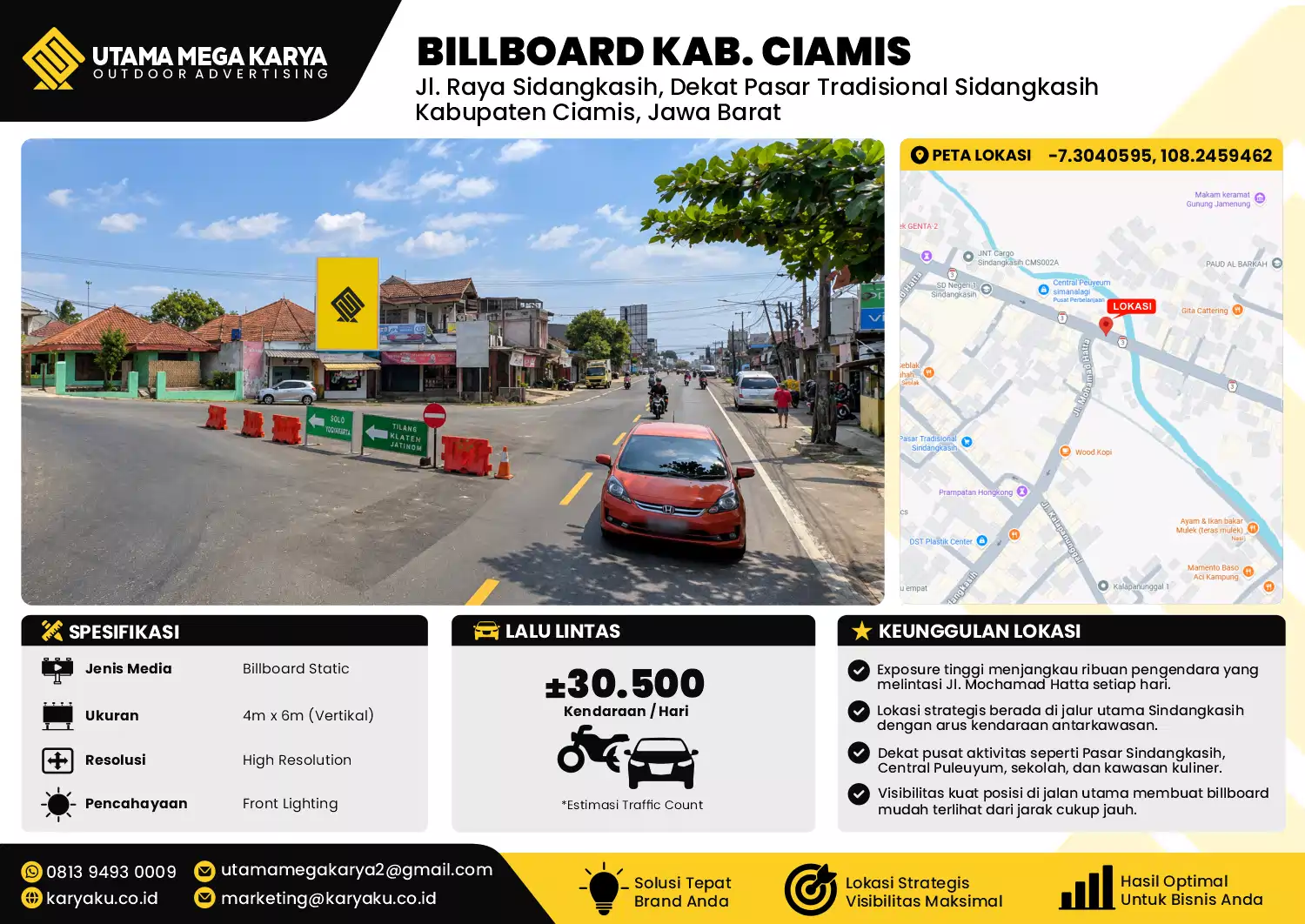 Sewa Titik Baliho dan Billboard di Jl. Raya Sidangkasih, Dekat Pasar Tradisional Sidangkasih, Kabupaten Ciamis, Jawa Barat