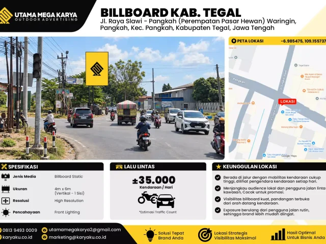 Sewa Titik Billboard di Jl. Raya Slawi - Pangkah (Perempatan Pasar Hewan) Waringin, Pangkah, Kec. Pangkah, Kabupaten Tegal, Jawa Tengah, Kab. Tegal