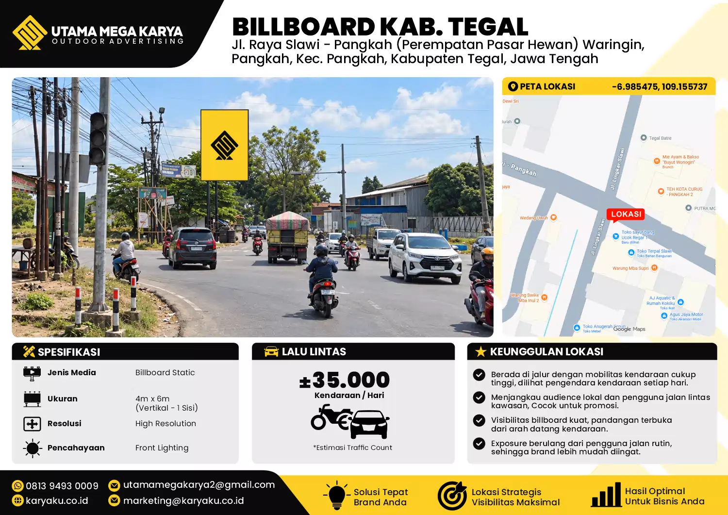 Sewa Titik Billboard di Jl. Raya Slawi - Pangkah (Perempatan Pasar Hewan) Waringin, Pangkah, Kec. Pangkah, Kabupaten Tegal, Jawa Tengah, Kab. Tegal