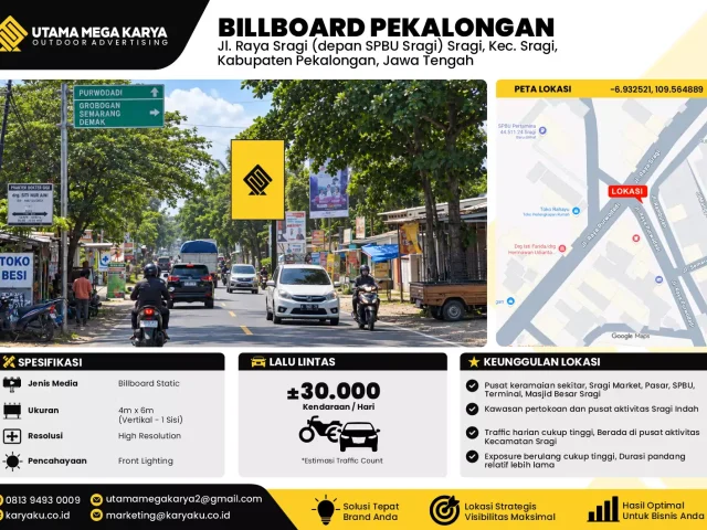 Sewa Titik Baliho dan Billboard di Jl. Raya Sragi (depan SPBU Sragi) Sragi, Kec. Sragi, Kabupaten Pekalongan, Jawa Tengah