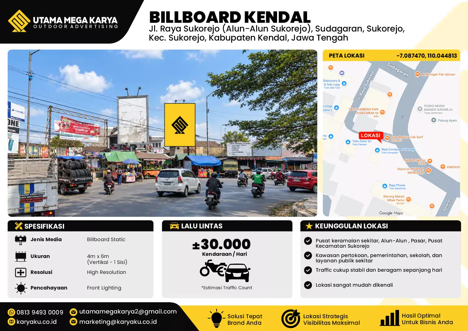 Sewa Titik Baliho dan Billboard di Jl. Raya Sukorejo (Alun-Alun Sukorejo), Sudagaran, Sukorejo, Kec. Sukorejo, Kabupaten Kendal, Jawa Tengah