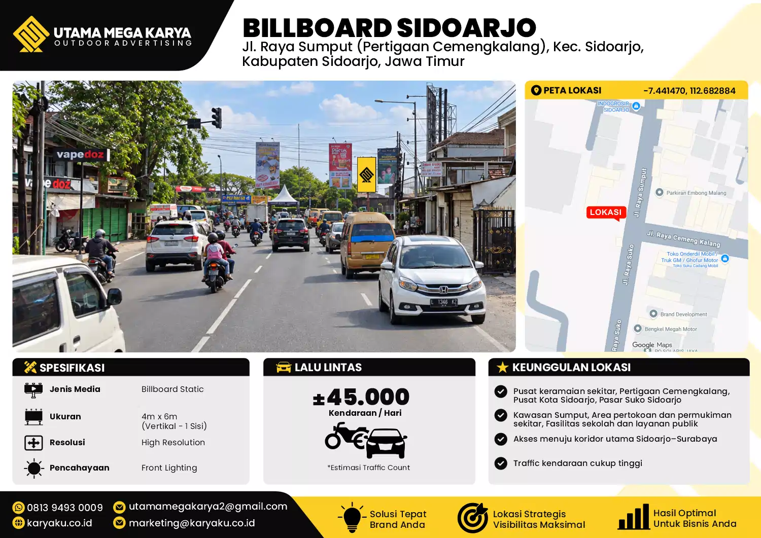 Sewa Titik Billboard di Jalan Raya Sumput (pertigaan cemengkalang) Kec Sidoarjo Kab Sidoarjo Jawa Timur