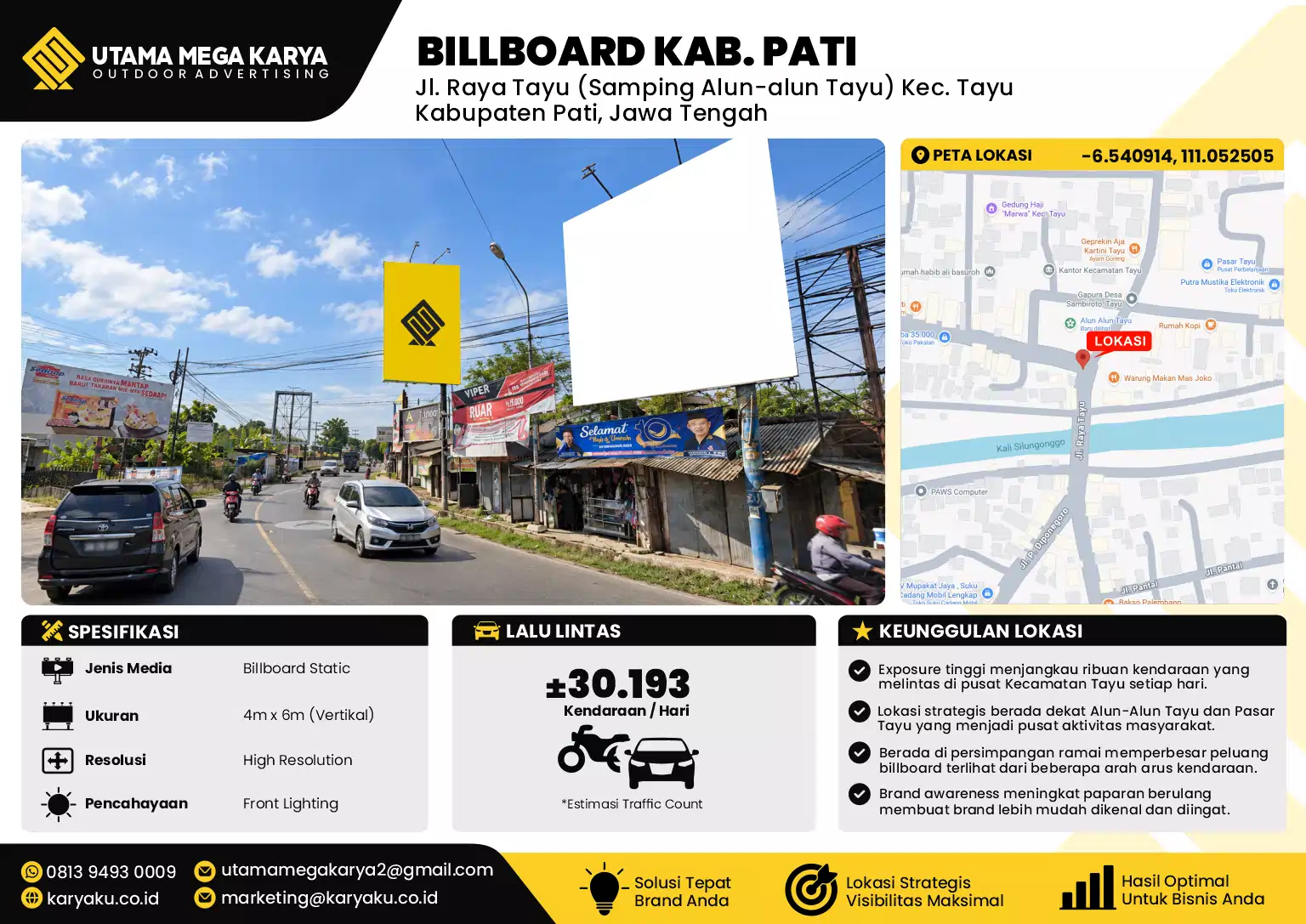 Sewa Titik Billboard di Jl. Raya Tayu (Samping Alun-alun Tayu) Kec. TayuKabupaten Pati, Jawa Tengah