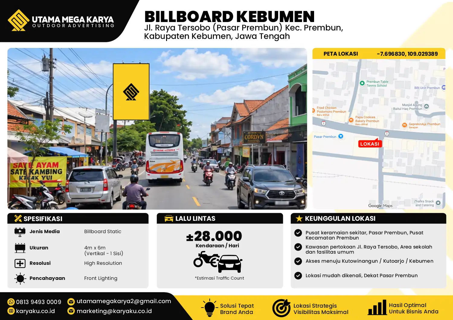 Sewa Titik Baliho dan Billboard di Jl. Raya Tersobo (Pasar Prembun) Kec. Prembun,Kabupaten Kebumen, Jawa Tengah