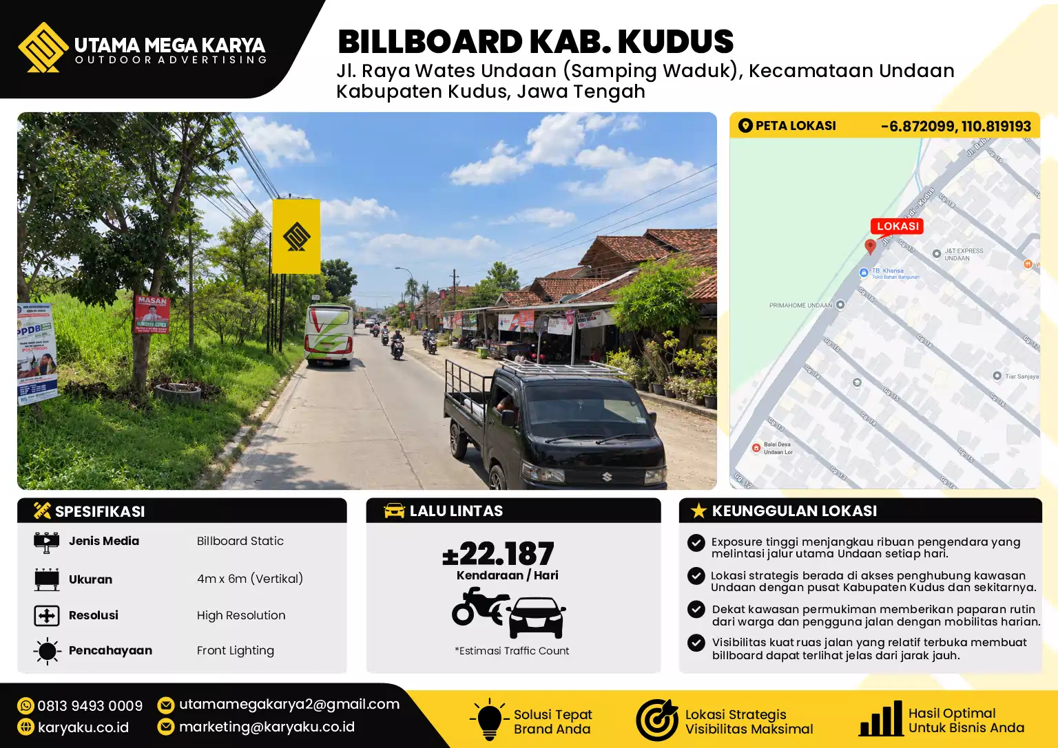 Sewa Titik Billboard di Jl. Raya Wates Undaan (Samping Waduk), Kecamataan UndaanKabupaten Kudus, Jawa Tengah