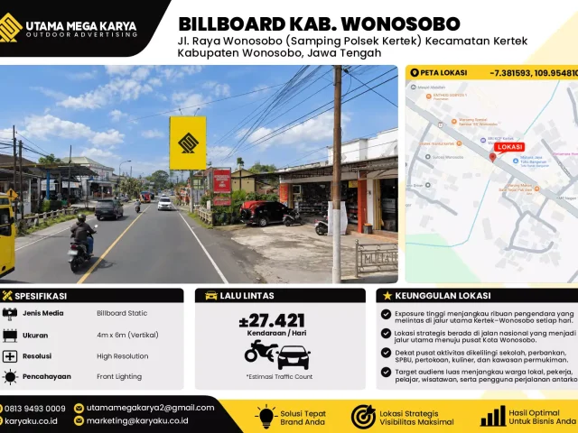 Sewa Titik Billboard di Jl. Raya Wonosobo (Samping Polsek Kertek) Kecamatan KertekKabupaten Wonosobo, Jawa Tengah