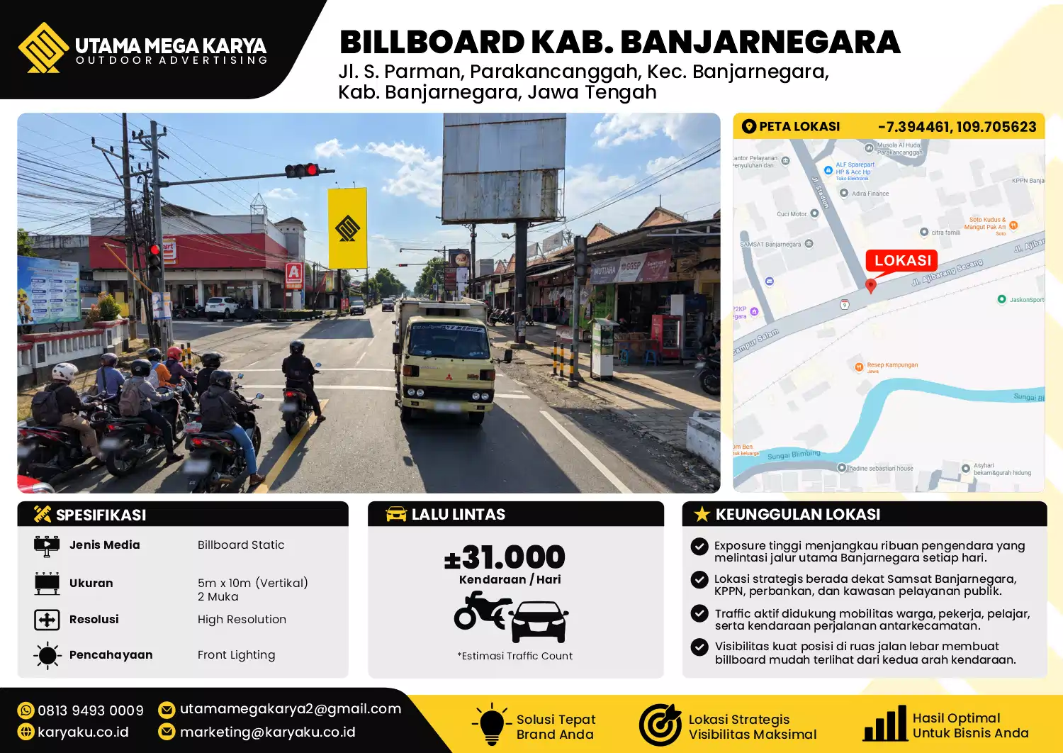 Sewa Titik Billboard di Jalan S Parman Parakancanggah Kec Banjarnegara Kab Banjarnegara Jawa Tengah