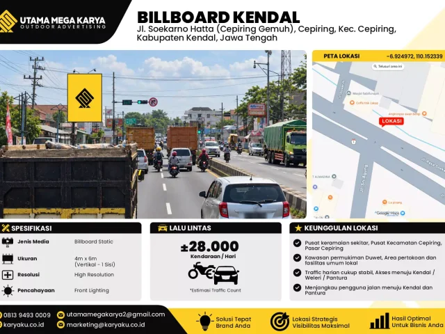 Sewa Titik Billboard di Jalan Soekarno Hatta Cepiring Gemuh Kec Cepiring Kabupaten Kendal Jawa Tengah