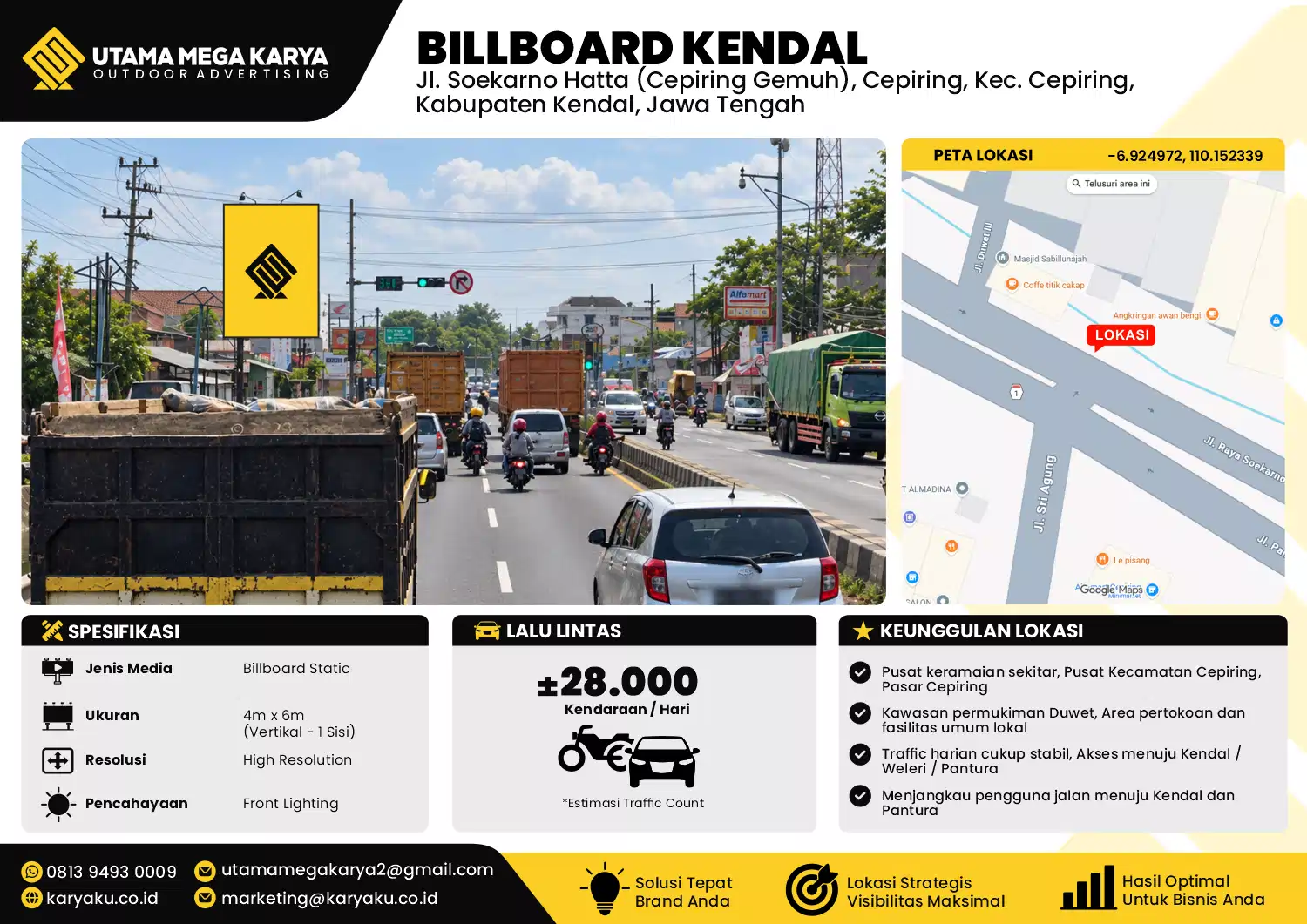 Sewa Titik Billboard di Jalan Soekarno Hatta Cepiring Gemuh Kec Cepiring Kabupaten Kendal Jawa Tengah