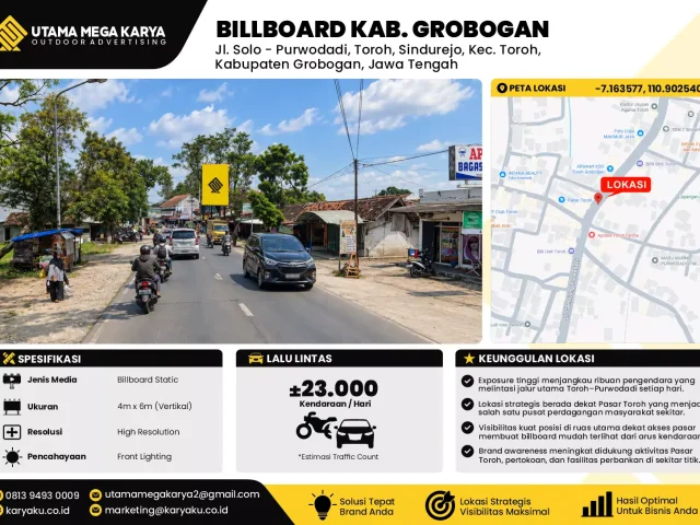 Sewa Titik Billboard di Jl. Solo - Purwodadi, Toroh, Sindurejo, Kec. Toroh, Kabupaten Grobogan, Jawa Tengah
